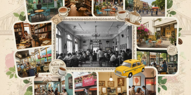 Collage of many cafes in kolkata.